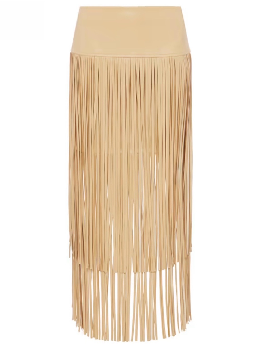 L'AGENCE Tan Faux Leather Fringe Midi Skirt - Picture 3 of 12